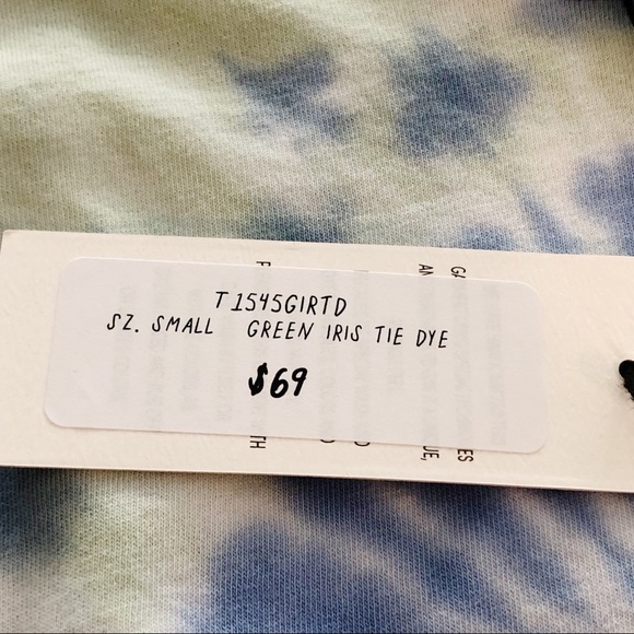 NWT DAYDREAMER 100% Cotton Green Iris Tie Dye Boxy Crop Tee Top Size Small - Picture 10 of 15